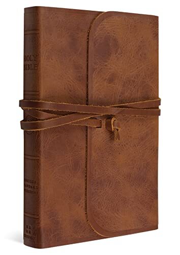 ESV Thinline Bible Natural Leather Brown Flap with Strap