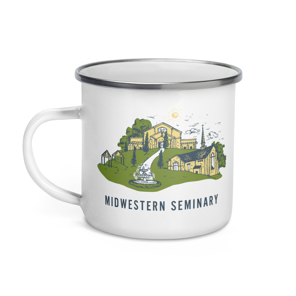 Every happy camper needs a unique camper mug, and what better way to represent your favorite seminary. It's lightweight, durable and multifunctional. Use it for your favorite beverage or a hot meal, and attach it to your bag for easy access on a hike.
•