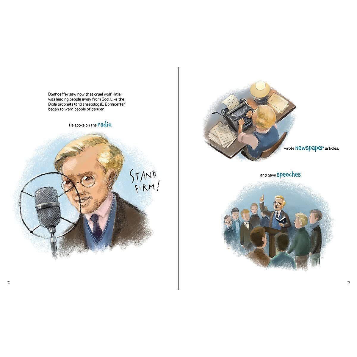 In this unique picture book, Shep the sheepdog puppy narrates the powerful tale of how one man bravely followed Jesus during a dark time in world history. Hear how Bonhoeffer the teacher loved his students and warned people of danger. Then discover how Bo