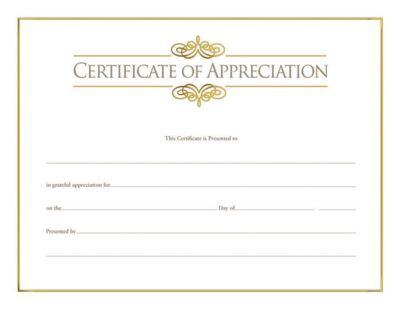 Appreciation Foil Stamped Certificate 6 Pack