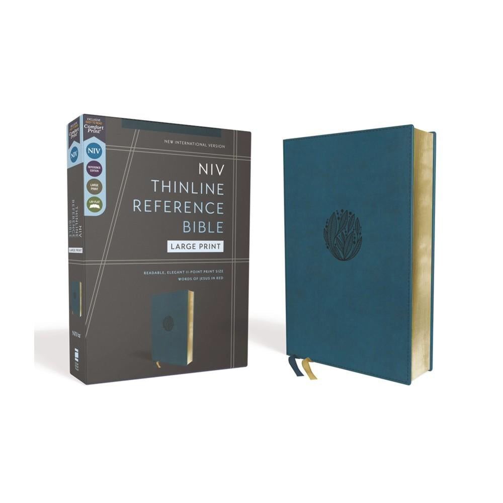 NIV, Thinline Reference Bible (Your Portable Reference Bible), Large Print, Leathersoft, Teal, Red Letter, Comfort Print - by Zondervan
