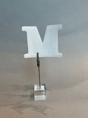 White M with clear background, 3" x 2.25" sticker