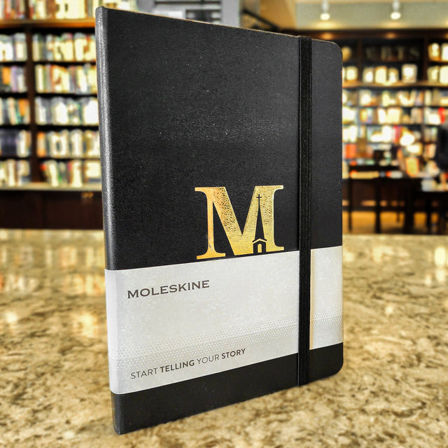 Moleskine® Hard Cover Ruled Medium Notebook with Gold Foil

-Bound hard cover with rounded corners, bookmark and elastic strap closure
-Ruled format
-Expandable inner pocket
-208 pages (104 sheets)
-4.5"L x 7"H x 0.5"W