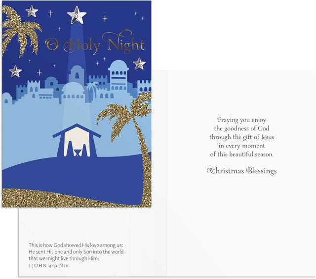 The Dayspring O Holy Night Dual Pack is the perfect choice for spreading Christmas cheer. This pack includes 24 boxed cards and envelopes featuring 2 beautiful designs with scripture verses. Share the joy of the season with these elegantly crafted cards, 