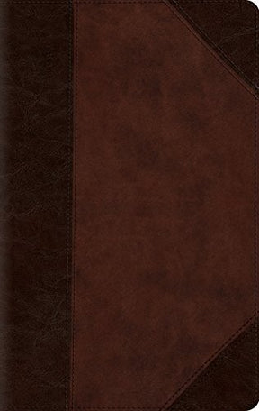 English Standard Version, Brown/Walnut, TruTone, Portfolio Design

The ESV Large Print Compact Bible combines the benefits of a compact format with the easy readability of larger text. This Bible's 8-point type set in a double-column format gives the Larg