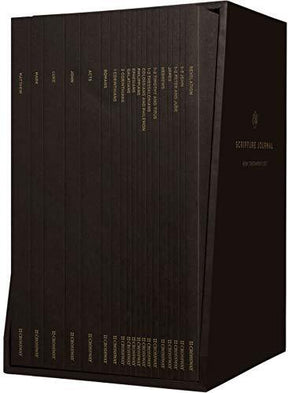 The ESV Scripture Journal: New Testament Set includes 19 volumes, featuring the text of each New Testament book opposite lightly lined blank pages for recording notes and prayers--a great resource for personal Bible reading and reflection, group Bible stu