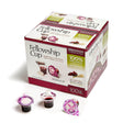 Prefilled cup with juice and communion wafer.