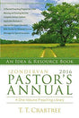 An Idea and Resource Book

The Zondervan 2016 Pastor's Annual---an annual bestselling resource for preachers by T. T. Crabtree---provides a planned preaching program for an entire year, including Sunday morning, Sunday evening, and midweek sermons, as wel