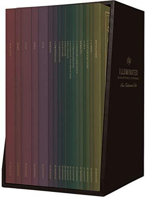 ESV Illuminated Scripture Journal: New Testament Set pairs the entirety of each book of the New Testament with a lightly dotted blank page opposite each page of Bible text and hand-lettered illustrations interspersed throughout--providing space to creativ
